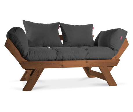 Sofa trosjed na razvlačenje Pandia Home, Kombin Wood, smeđa/siva, 125x75x70 cm