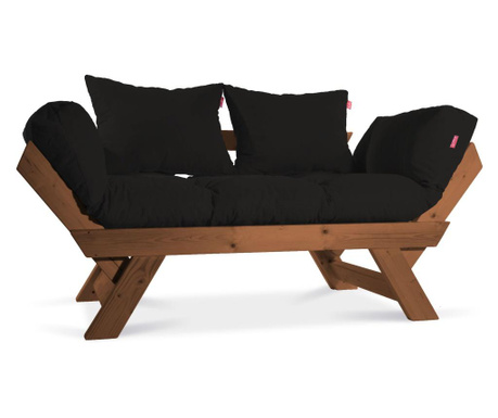 Sofa trosjed na razvlačenje Pandia Home, Kombin Wood, smeđa/crna, 125x75x70 cm