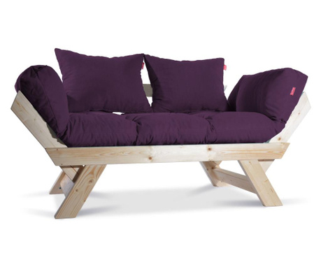 Sofa trosjed na razvlačenje Pandia Home, Kombin Wood, prirodna/šljiva, 125x75x70 cm