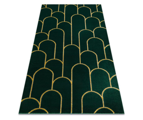 изключителен EMERALD килим 1021 блясък, art deco, бутилка зелена / злато 140x190 cm
