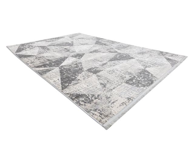 модерен килим REBEC ресни 51192A - две нива на руно сметана / сив 240x330 cm  240x330 см