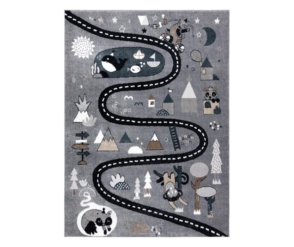Килим FUN Route за деца, улица, животни сив 280x370 cm  280x370 см - 2