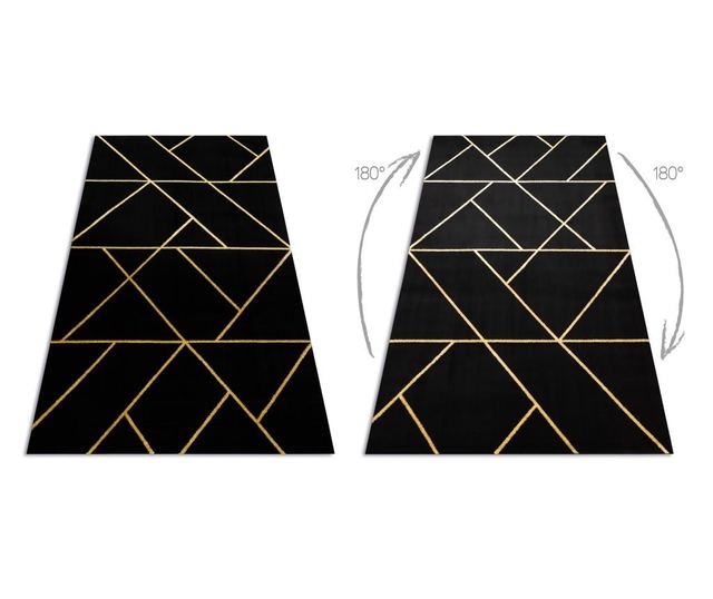 изключителен EMERALD килим 1012 блясък, геометричен черен / злато 240x330 cm  240x330 см