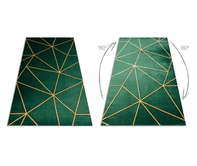 изключителен EMERALD килим 1013 блясък, геометричен бутилка зелена / злато 240x330 cm  240x330 см