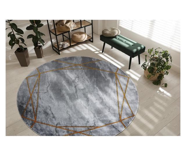 Exclusiv EMERALD covor 1022 cerc - glamour, stilat, marmura, geometric gri / aur cerc 160 cm  κύκλος 160 cm