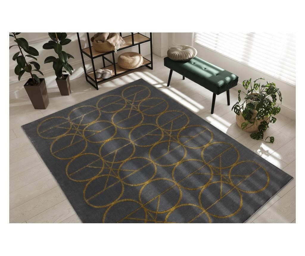 изключителен EMERALD килим 1010 блясък, кръгове сив / злато 240x330 cm  240x330 см - 3