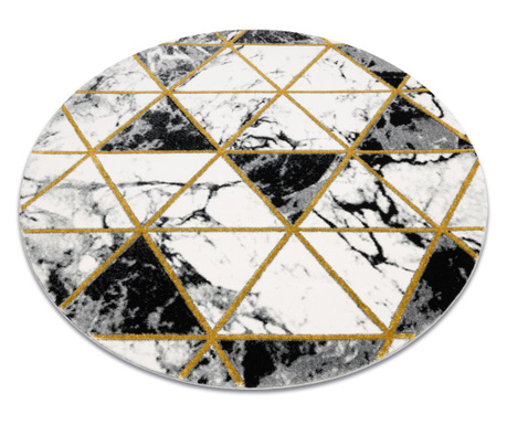 изключителен EMERALD килим 1020 кръг - блясък, мрамор, триъгълници черен / злато кръг 160 cm