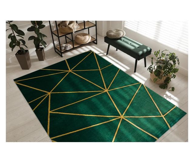 Koberec EMERALD výhradní 1013 glamour, stylový geometrický lahvově zelená / zlato 120x170 cm  120x170 cm