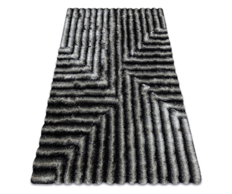 модерен килим FLIM 010-B3 рошав, лабиринт - structural черен / сив 120x160 cm