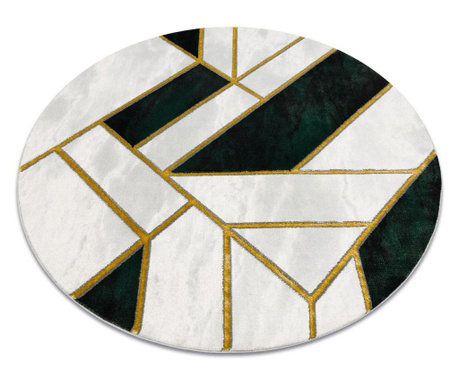 изключителен EMERALD килим 1015 кръг - блясък, мрамор, геометричен бутилка зелена / злато кръг 160 cm