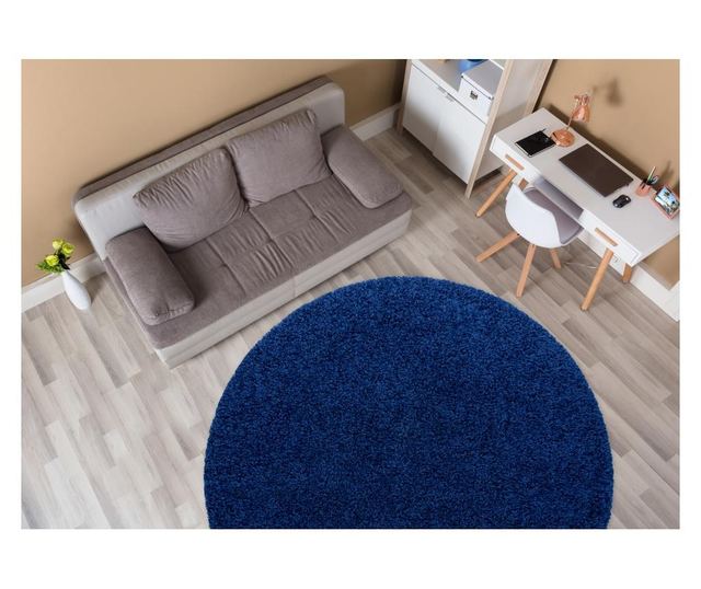 Χαλί soffi κύκλος δασύτριχος 5cm ναυτικό κύκλος 120 cm  κύκλος 120 cm