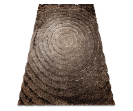 Moderní koberec FLIM 008-B7 shaggy, kruhy - Strukturální hnědý 160x220 cm