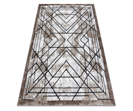 Modern COZY szőnyeg Tico, Geometriai - Structural két szintű gyapjú barna 160x220 cm
