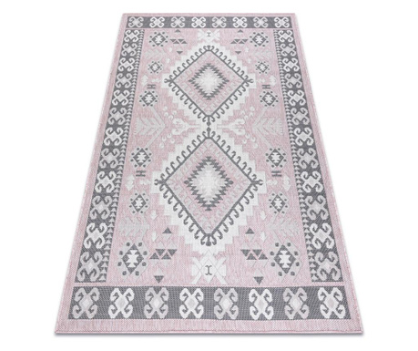 Fonott sizal szőnyeg SION azték 3007 lapos szövött rózsaszín / ecru 200x290 cm