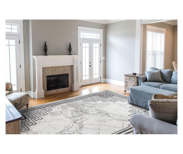 модерен NOBLE килим 1517 65 кадър, Гръцки, мрамор - structural две нива на руно сметана / сив 120x170 cm  120x170 см