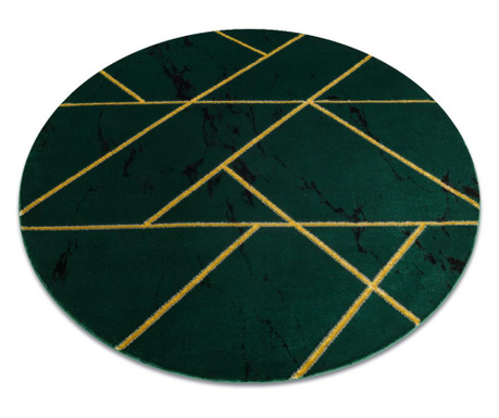 изключителен EMERALD килим 1012 кръг - блясък, мрамор, геометричен бутилка зелена / злато кръг 160 cm
