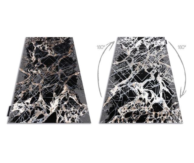 модерен DE LUXE килим 622 абстракция - structural сив / злато 120x170 cm  120x170 см