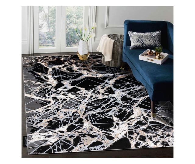 модерен DE LUXE килим 622 абстракция - structural сив / злато 120x170 cm  120x170 см