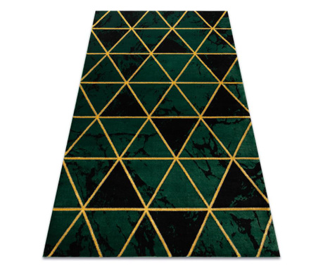 Exclusiv EMERALD covor 1020 glamour, stilat, marmura, triunghiurile sticla verde / aur 240x330 cm
