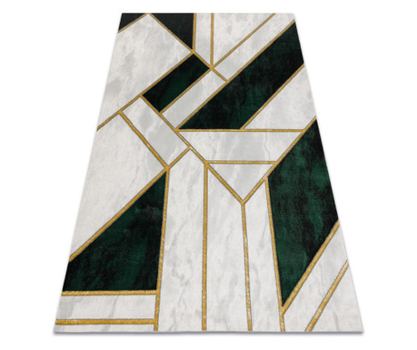 изключителен EMERALD килим 1015 блясък, мрамор, геометричен бутилка зелена / злато 140x190 cm  140x190 см