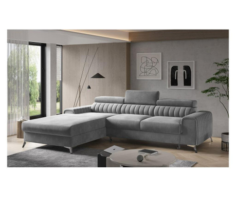 Разтегателен ляв ъглов диван Eltap, Grayson, сиво, 275x205x98 cm