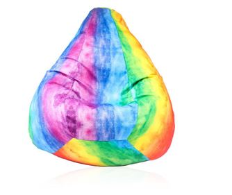 Fotoliu Puf tip Sac Nirvana Hobbit,Rainbow Watercolour,Imprimat,pretabil si la exterior,umplut cu perle polistiren