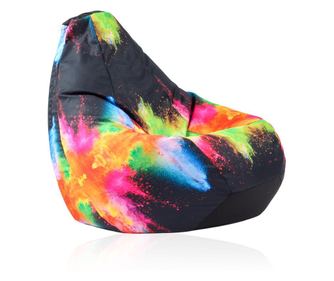 Fotoliu Puf tip Sac Nirvana Hobbit, Colour Festival, Imprimat, pretabil si la exterior, umplut cu perle polistiren