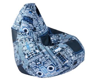 Fotoliu Puf tip Sac Nirvana Hobbit, Motherboard, Mediu, Imprimat, pretabil si la exterior, umplut cu perle polistiren