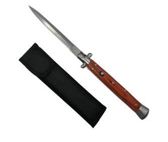 Automatický nůž, italská čepel, Stiletto, nerezová ocel, 33 cm, včetně pouzdra, hnědá