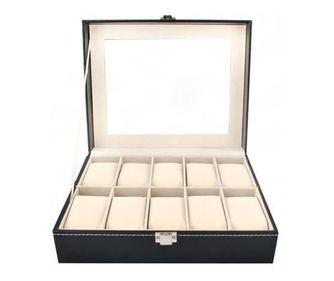 Cutie tip caseta organizatoare pentru ceasuri, Gonga® Negru 10 compartimente