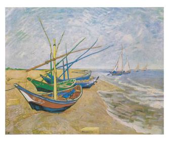 Vászonkép, reprodukció van gogh - fishing boats, 50x40 cm