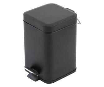 Feridras szögletes kuka, 3L, pedállal és fedéllel, fekete