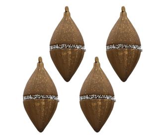Set 4 globuri din sticla maro aurie 7x7x14 cm  0