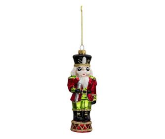 Set 6 ornamente brad din sticla verde rosie model spargatorul de nuci 6x4x17 cm  0