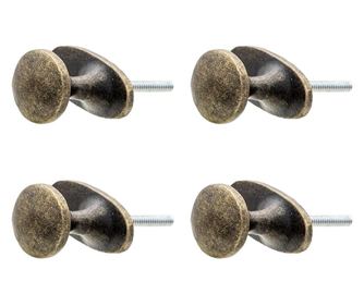 Σετ 4 Καφέ Πόμολα Επίπλων από Σίδερο με Χάλκινη Πατίνα 3x3x5 εκ.