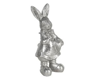 Figurina iepuras girl din polirasina argintie 6x6x13 cm