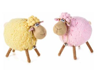 2 darabos textil húsvéti nyuszi figura szett, rózsaszín és sárga, 23x15x21 cm