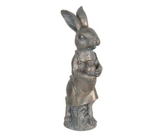 Figurka Króliczka ze srebrnej żywicy poliestrowej ze złotą patyną, wymiary 10x6x21 cm