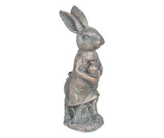 Figurka Króliczka ze srebrnej żywicy poliestrowej ze złotą patyną, wymiary 6x4x13 cm