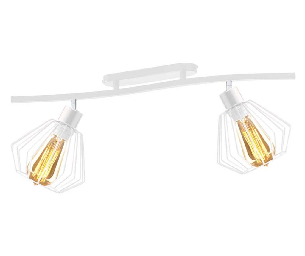 VOSS 2-ágú mennyezeti lámpa, fehér keret - fehér búrák, LOFT stílus