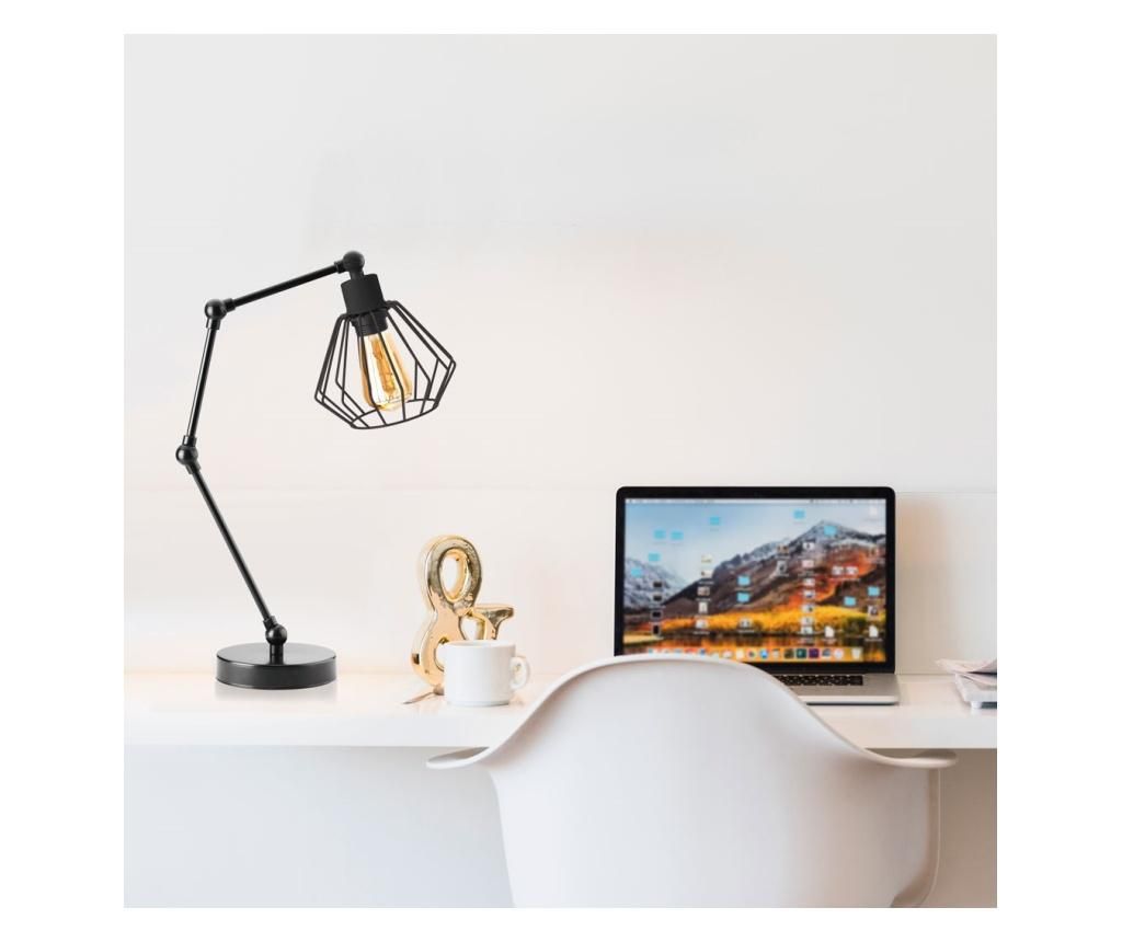 Lampă de birou neagră cu braț ajustabil AMPARA - Cadru negru, Abajur negru, Stil LOFT