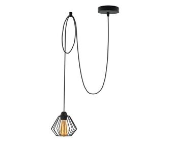 Lampă suspendată cu un punct negru DIORO L1 cadru negru - abajur negru LOFT