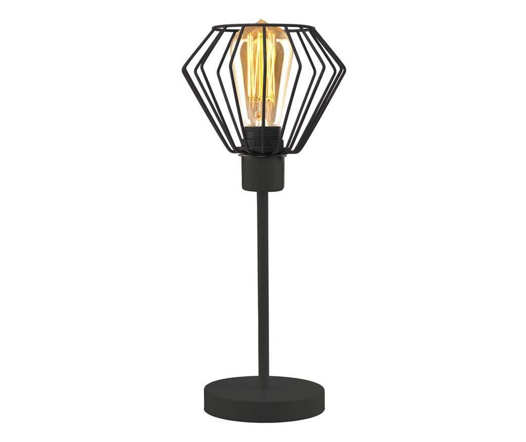 Modern, minimalista fekete asztali lámpa TAZA fekete keret - fekete lámpabúra LOFT