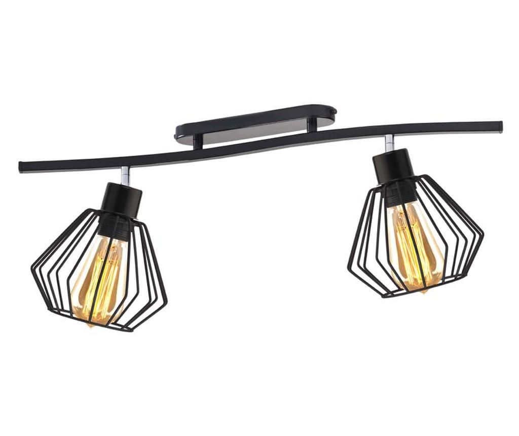 VOSS stropna svetilka z dvema žičnima senčiloma, nastavljivo črno ogrodje - črna senčila, LOFT stil