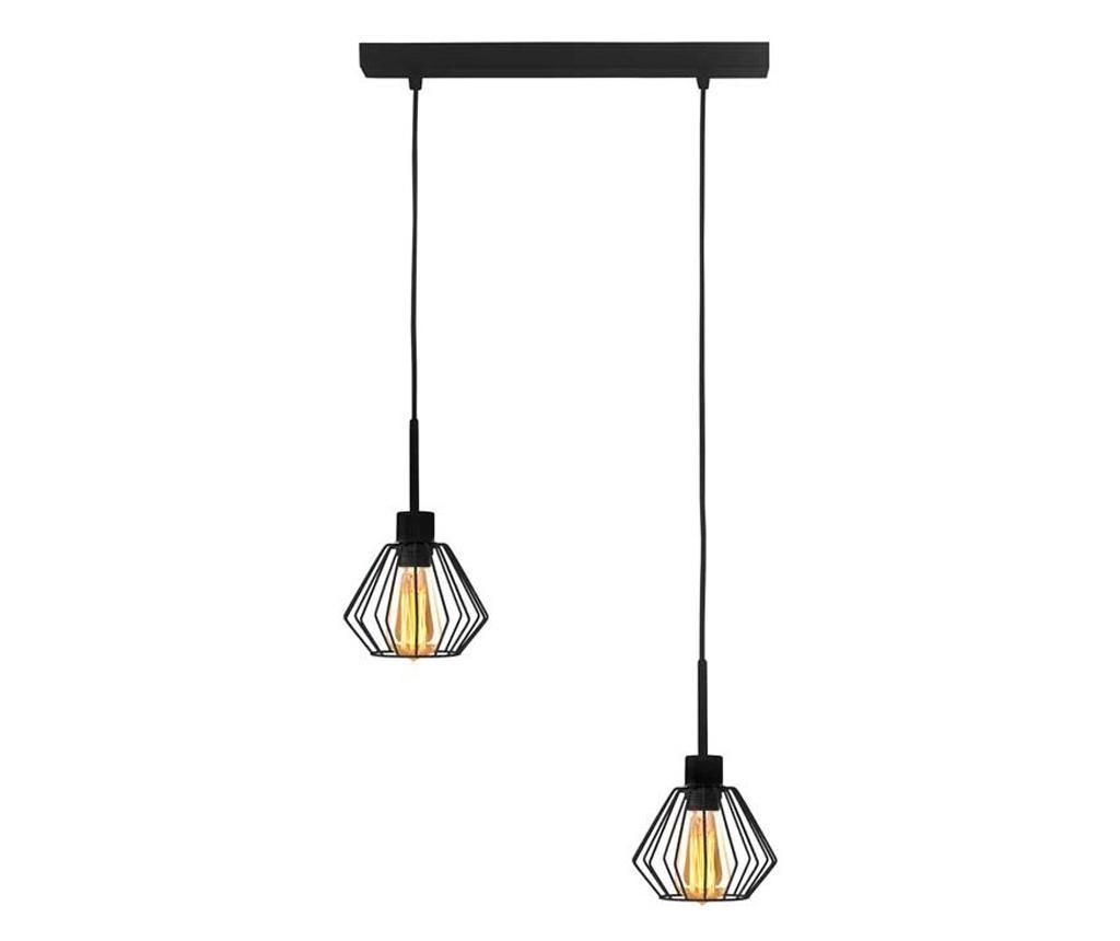 Črna viseča svetilka z dvema žarnicama ZAFRA - Črn okvir in senčila LOFT