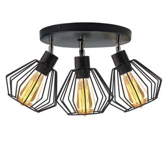 GIJON Podesiva stropna svjetiljka crni okvir - crni abažuri LOFT