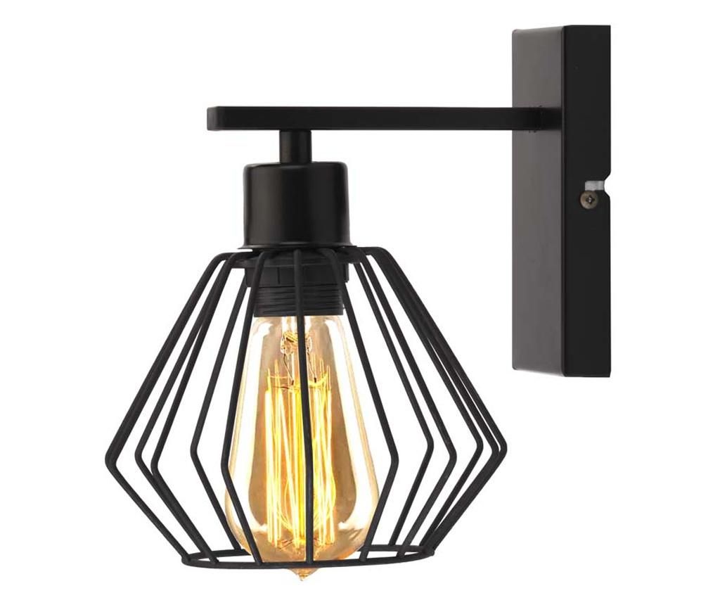 Επιτοίχιο φωτιστικό FRESNO με μαύρο πλαίσιο - Μαύρο καπέλο LOFT