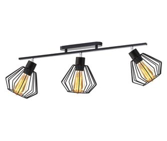 KINGSTON stropna svjetiljka s 3 svjetla, crni okvir - crni LOFT sjenila