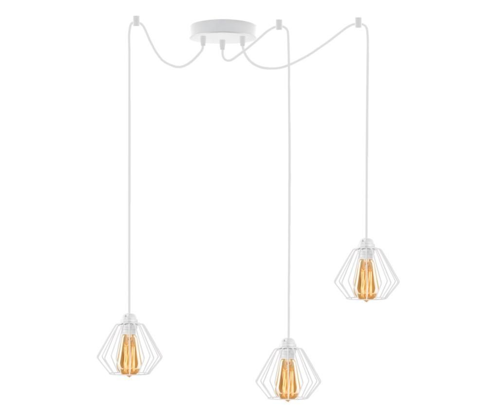 3 ágú fehér függőlámpa konyhába DIORO L3 fehér keret - fehér búrák LOFT