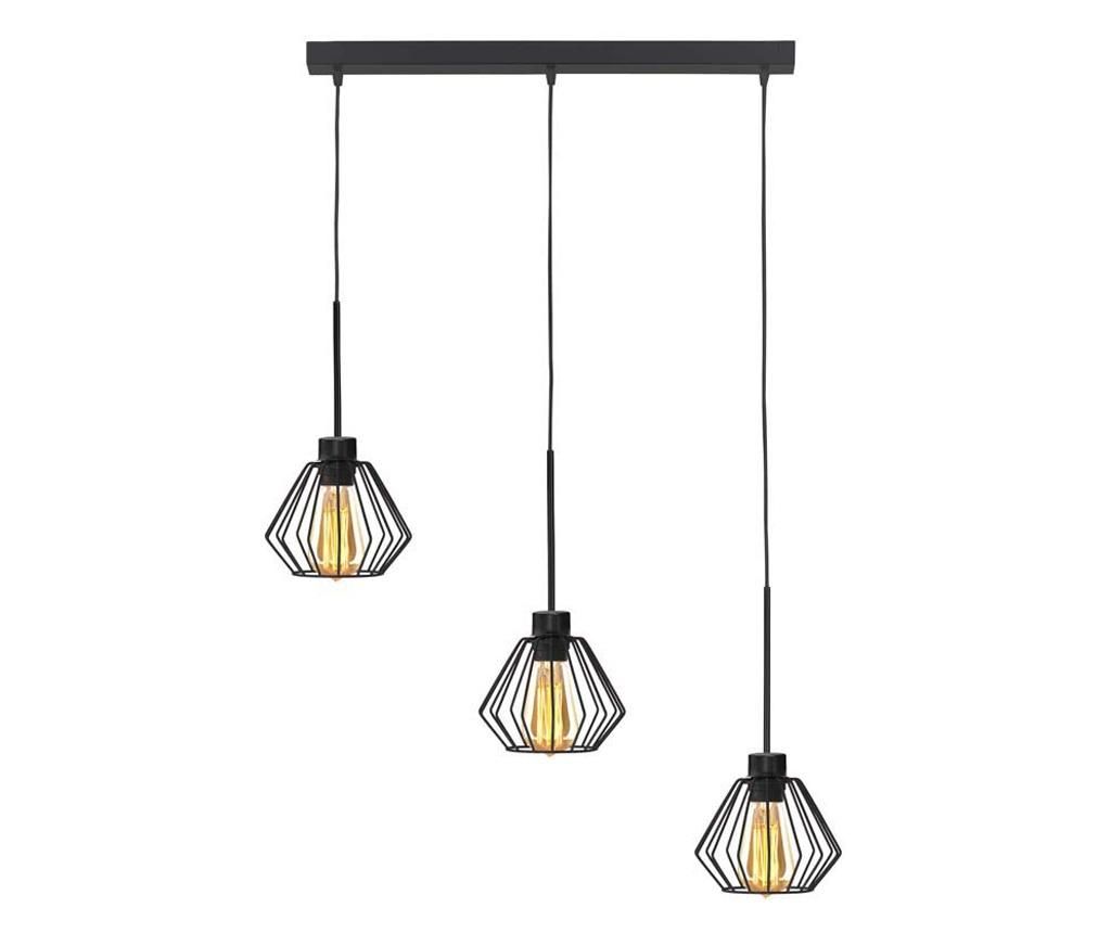 Fekete hármas függőlámpa ROMOS fekete keret - fekete búrák LOFT